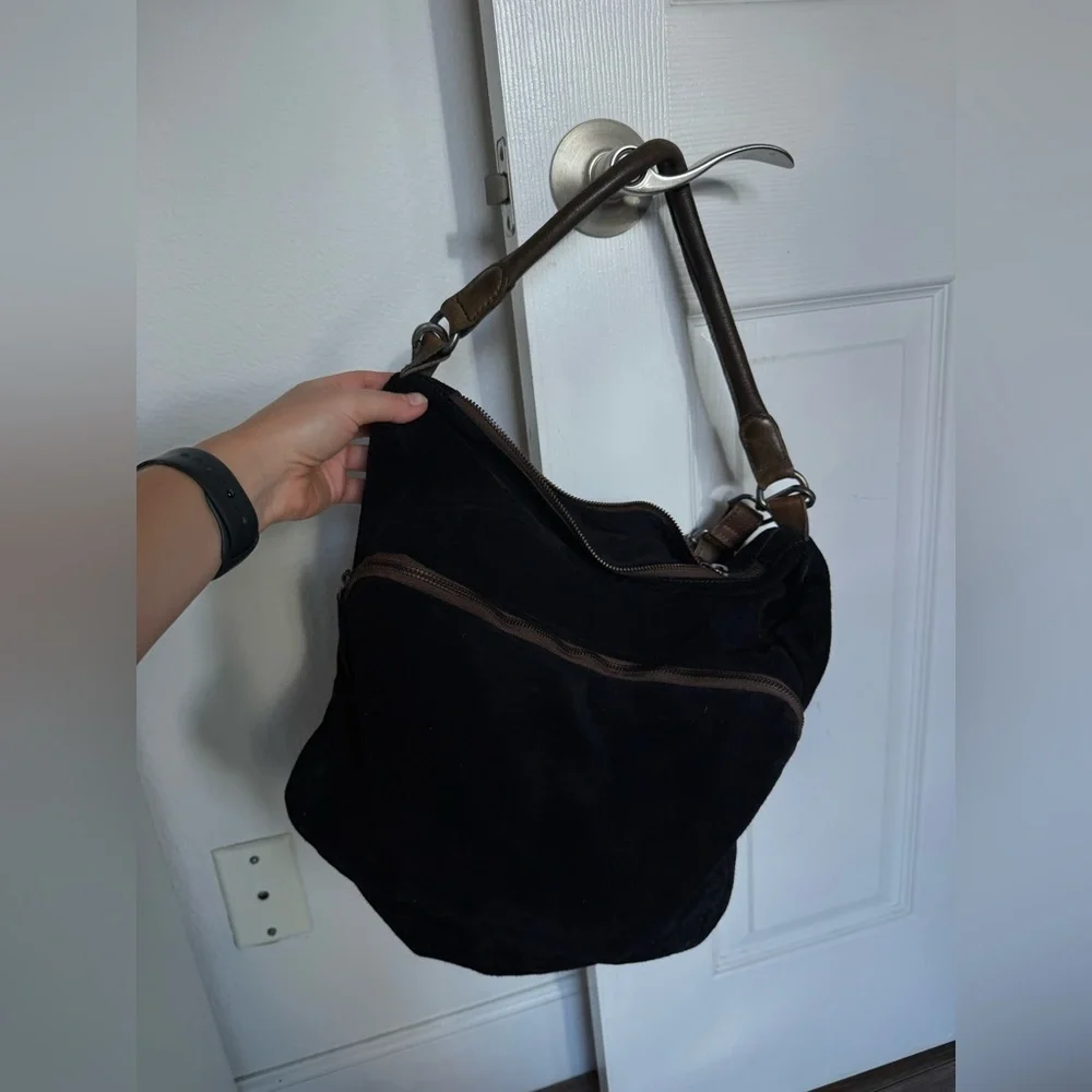 NWT Free People 100% leather suede Black Bag with two handles